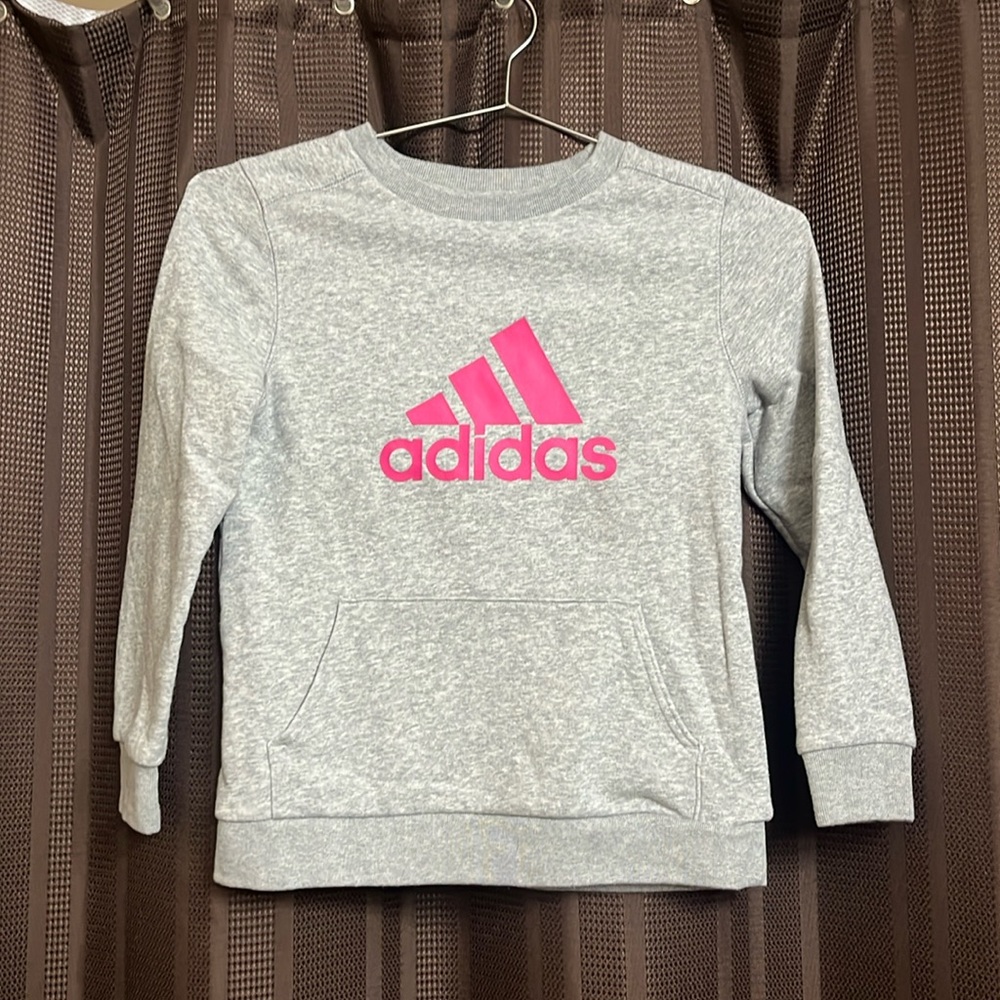 Adidas pink crewneck girls sweatshirt